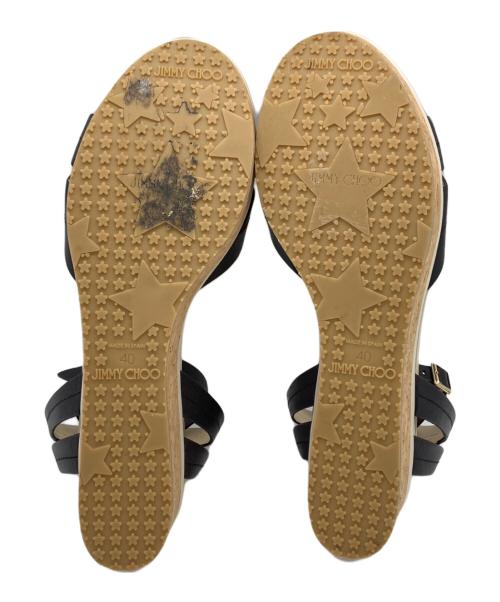 JIMMY CHOO（ジミーチュウ）JIMMY CHOO (ジミーチュウ) アンクルストラップサンダル ベージュ×ブラック サイズ:40の古着・服飾アイテム