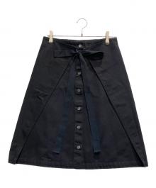 MM6 Maison Margiela（エムエムシックスメゾンマルジェラ）の古着「フロントボタンラップデニムスカート」｜ブラック