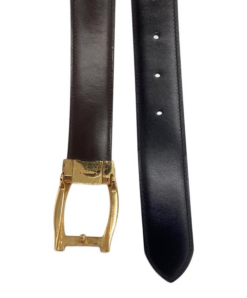 Cartier（カルティエ）Cartier (カルティエ) レザーベルト ブラック×ゴールドの古着・服飾アイテム