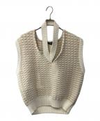 RAF SIMONSラフシモンズ）の古着「クロップドニットベスト」｜ホワイト×ベージュ