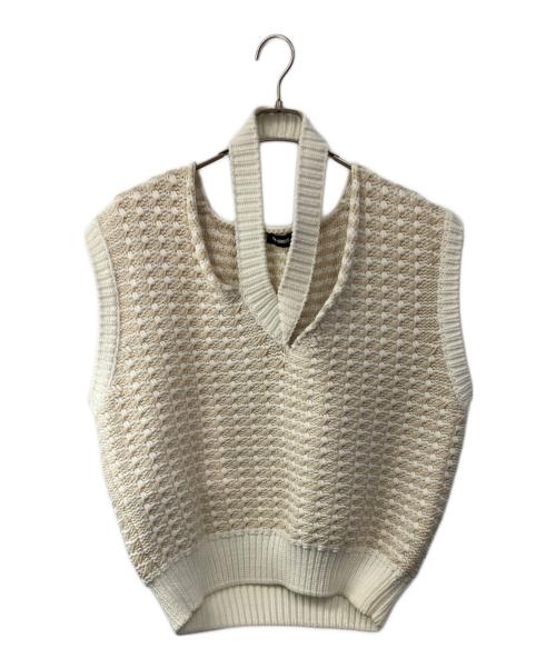 RAF SIMONS（ラフシモンズ）RAF SIMONS (ラフシモンズ) クロップドニットベスト ホワイト×ベージュ サイズ:Mの古着・服飾アイテム