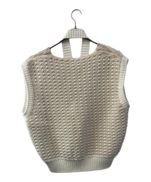 RAF SIMONS（ラフシモンズ）RAF SIMONS (ラフシモンズ) クロップドニットベスト ホワイト×ベージュ サイズ:Mの古着・服飾アイテム