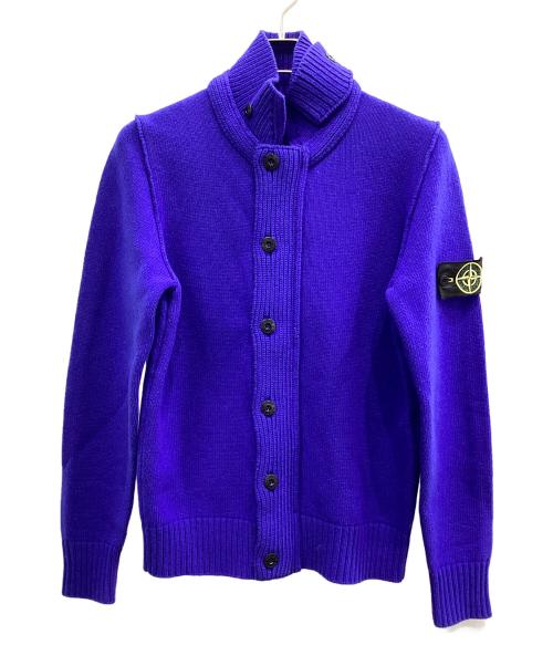 STONE ISLAND（ストーンアイランド）STONE ISLAND (ストーンアイランド) スタンドカラーニットカーディガン ブルー サイズ:Mの古着・服飾アイテム