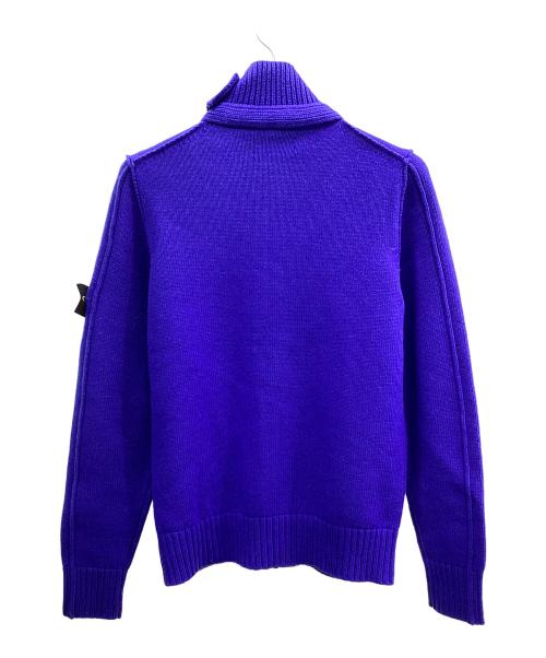 STONE ISLAND（ストーンアイランド）STONE ISLAND (ストーンアイランド) スタンドカラーニットカーディガン ブルー サイズ:Mの古着・服飾アイテム