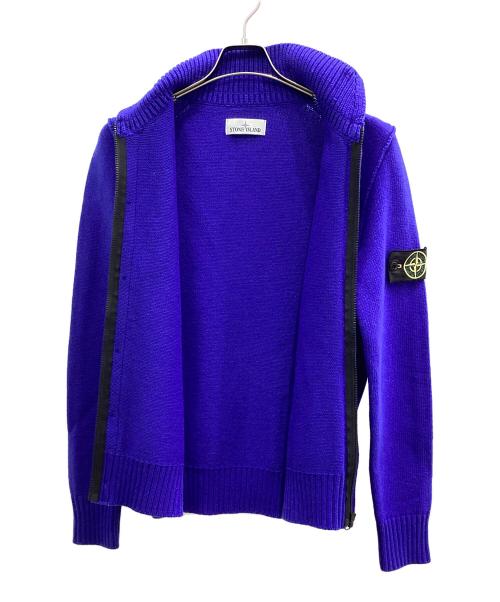 STONE ISLAND（ストーンアイランド）STONE ISLAND (ストーンアイランド) スタンドカラーニットカーディガン ブルー サイズ:Mの古着・服飾アイテム