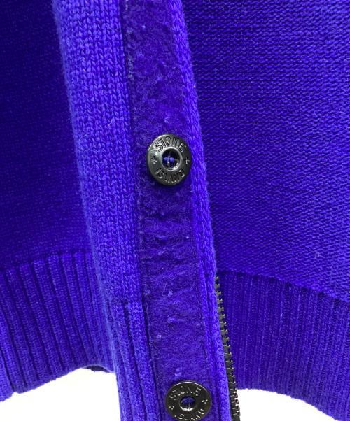 STONE ISLAND（ストーンアイランド）STONE ISLAND (ストーンアイランド) スタンドカラーニットカーディガン ブルー サイズ:Mの古着・服飾アイテム