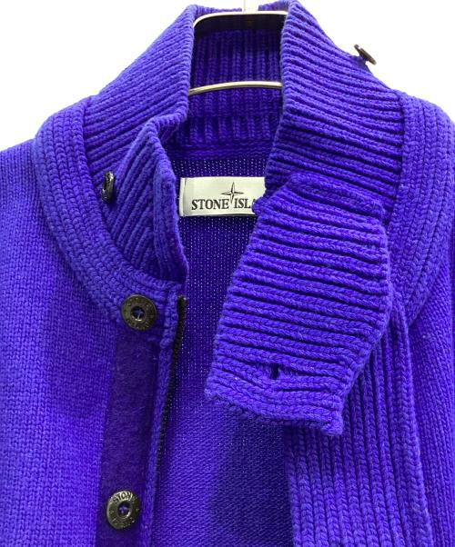 STONE ISLAND（ストーンアイランド）STONE ISLAND (ストーンアイランド) スタンドカラーニットカーディガン ブルー サイズ:Mの古着・服飾アイテム