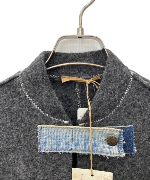 CHOCOLAT AU LAIT（ショコラ オ レ）CHOCOLAT AU LAIT (ショコラ オ レ) 厚手カーディガン グレー×ブルー サイズ:40の古着・服飾アイテム