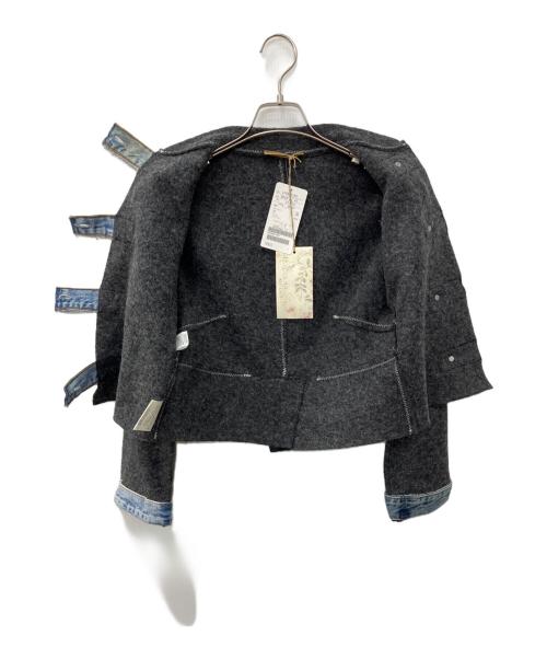 CHOCOLAT AU LAIT（ショコラ オ レ）CHOCOLAT AU LAIT (ショコラ オ レ) 厚手カーディガン グレー×ブルー サイズ:40の古着・服飾アイテム