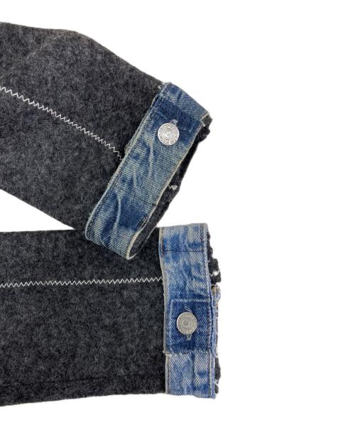 CHOCOLAT AU LAIT（ショコラ オ レ）CHOCOLAT AU LAIT (ショコラ オ レ) 厚手カーディガン グレー×ブルー サイズ:40の古着・服飾アイテム