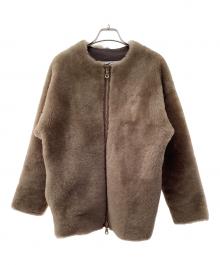 Cinquanta×TOMORROW LAND（チンクワンタ×トゥモローランド）の古着「ノーカラームートンジャケット」｜ベージュ