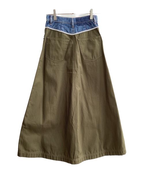 DIESEL（ディーゼル）DIESEL (ディーゼル) サステナブルロングスカート オリーブ×インディゴ サイズ:23の古着・服飾アイテム
