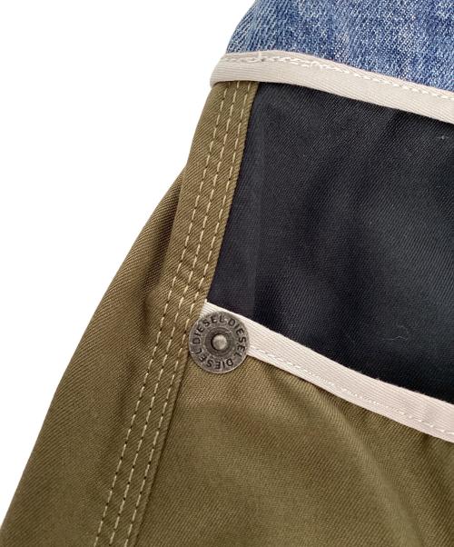 DIESEL（ディーゼル）DIESEL (ディーゼル) サステナブルロングスカート オリーブ×インディゴ サイズ:23の古着・服飾アイテム