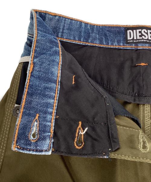 DIESEL（ディーゼル）DIESEL (ディーゼル) サステナブルロングスカート オリーブ×インディゴ サイズ:23の古着・服飾アイテム
