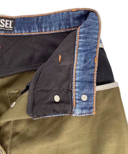 DIESEL（ディーゼル）DIESEL (ディーゼル) サステナブルロングスカート オリーブ×インディゴ サイズ:23の古着・服飾アイテム