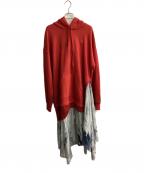 DIESELディーゼル）の古着「パーカーワンピース」｜レッド×グレー