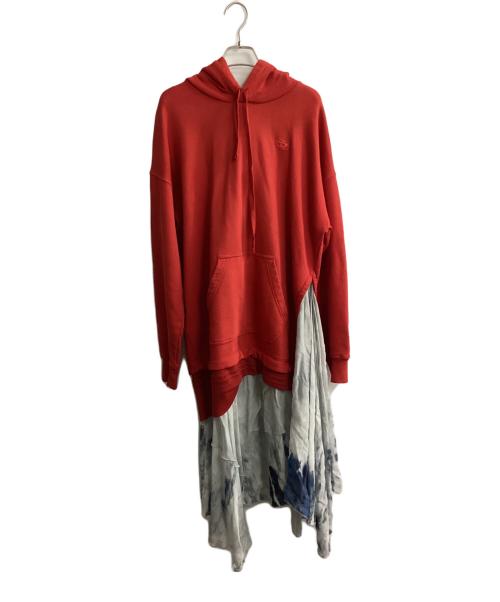 DIESEL（ディーゼル）DIESEL (ディーゼル) パーカーワンピース レッド×グレー サイズ:XSの古着・服飾アイテム