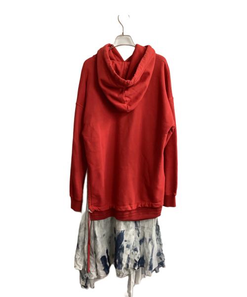 DIESEL（ディーゼル）DIESEL (ディーゼル) パーカーワンピース レッド×グレー サイズ:XSの古着・服飾アイテム