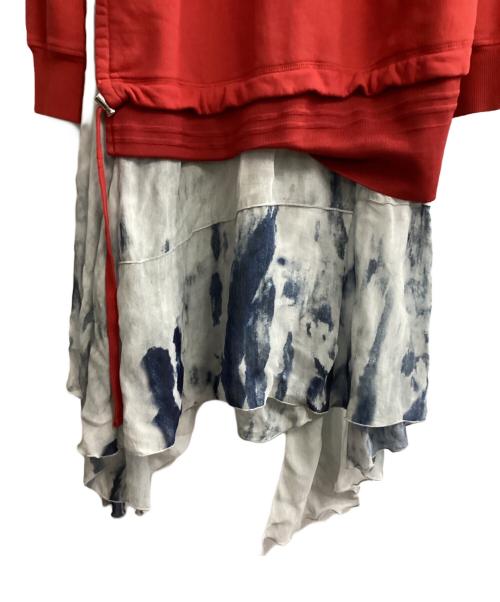 DIESEL（ディーゼル）DIESEL (ディーゼル) パーカーワンピース レッド×グレー サイズ:XSの古着・服飾アイテム