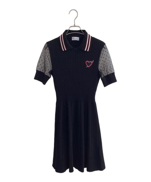 RED VALENTINO（レッドヴァレンティノ）RED VALENTINO (レッドヴァレンティノ) ニットワンピース ブラック サイズ:XSの古着・服飾アイテム