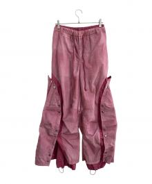 GRANCY（グランシー）の古着「Button Layered Design Nylon Pants」｜ピンク