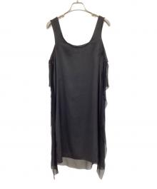 MM6 Maison Margiela（エムエムシックスメゾンマルジェラ）の古着「バックプリーツノースリーブレーヨンチュニックワンピース」｜ブラック