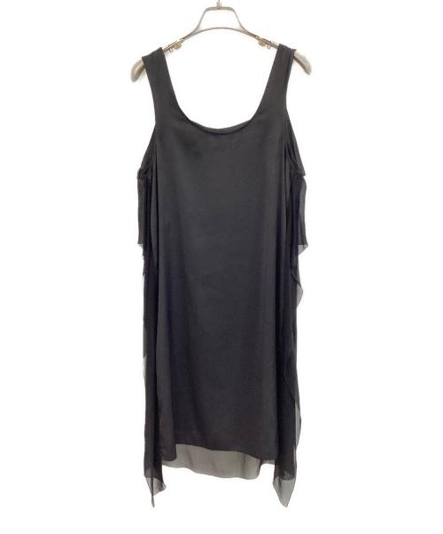 MM6 Maison Margiela（エムエムシックスメゾンマルジェラ）MM6 Maison Margiela (エムエムシックスメゾンマルジェラ) バックプリーツノースリーブレーヨンチュニックワンピース ブラック サイズ:42の古着・服飾アイテム