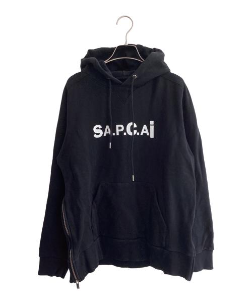 A.P.C.（アーペーセー）A.P.C. (アーペーセー) sacai (サカイ) プルオーバーパーカー ブラック サイズ:Lの古着・服飾アイテム