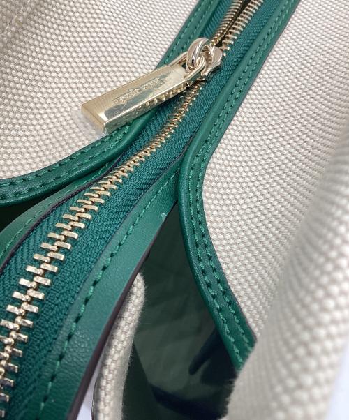 Kate Spade（ケイトスペード）Kate Spade (ケイトスペード) プレンティキャンバススモールトートバッグ ベージュ×グリーンの古着・服飾アイテム
