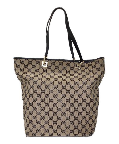 GUCCI（グッチ）GUCCI (グッチ) キャンバストートバッグ ブラウンの古着・服飾アイテム