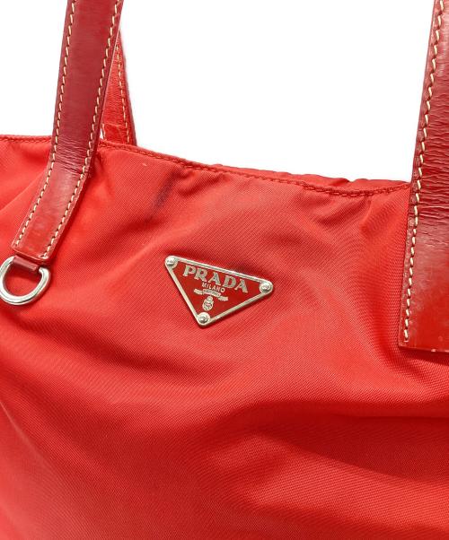PRADA（プラダ）PRADA (プラダ) ナイロンハンドバッグ レッドの古着・服飾アイテム