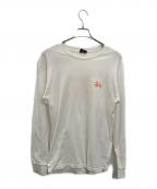 stussyステューシー）の古着「長袖カットソー」｜ホワイト×オレンジ