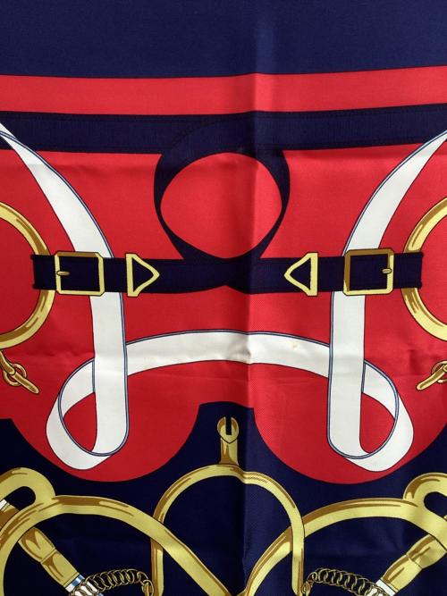 HERMES（エルメス）HERMES (エルメス) スカーフ　エプロン・ドール レッド×ネイビーの古着・服飾アイテム