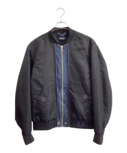 DIESEL（ディーゼル）DIESEL (ディーゼル) デニム切替MA-1ジャケット ブラック サイズ:XLの古着・服飾アイテム