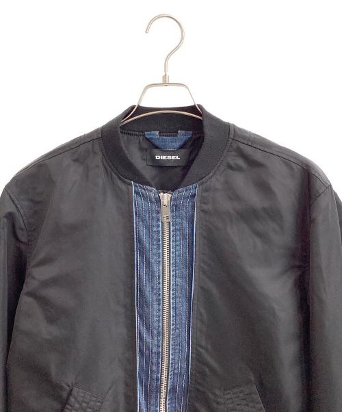 DIESEL（ディーゼル）DIESEL (ディーゼル) デニム切替MA-1ジャケット ブラック サイズ:XLの古着・服飾アイテム