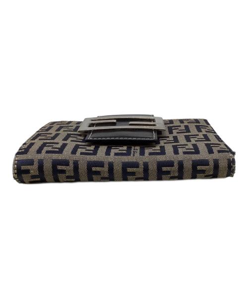 FENDI（フェンディ）FENDI (フェンディ) 2つ折り財布 ブラック×ベージュの古着・服飾アイテム