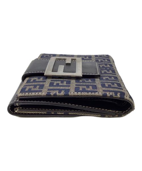FENDI（フェンディ）FENDI (フェンディ) 2つ折り財布 ブラック×ベージュの古着・服飾アイテム