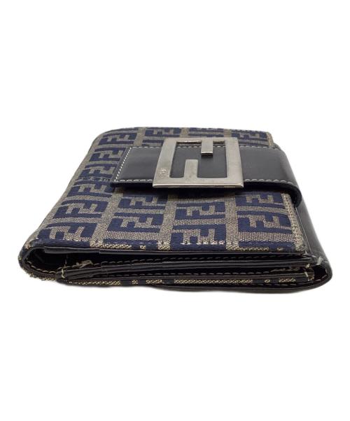 FENDI（フェンディ）FENDI (フェンディ) 2つ折り財布 ブラック×ベージュの古着・服飾アイテム