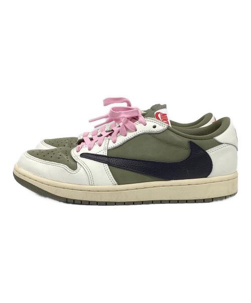 NIKE TRAVIS SCOTT（ナイキ トラビス スコット）NIKE TRAVIS SCOTT (ナイキ トラビス スコット) ローカットスニーカー　AIR JORDAN1 オリーブ×カーキ サイズ:27の古着・服飾アイテム