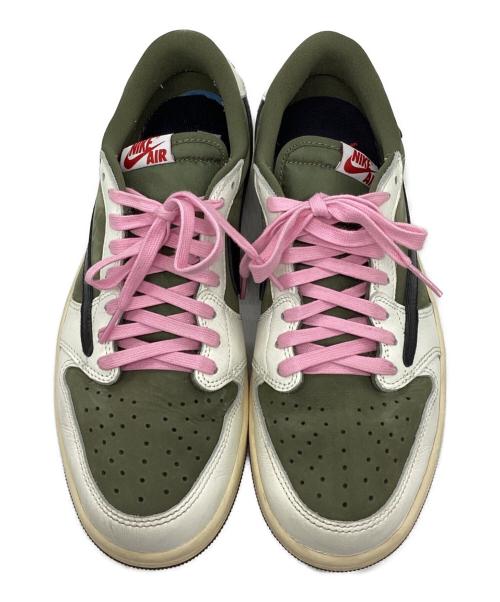 NIKE TRAVIS SCOTT（ナイキ トラビス スコット）NIKE TRAVIS SCOTT (ナイキ トラビス スコット) ローカットスニーカー　AIR JORDAN1 オリーブ×カーキ サイズ:27の古着・服飾アイテム