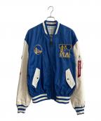 ALPHA INDUSTRIES×New Era×NBAアルファインダストリーズ×ニューエラ×エヌビーエー）の古着「ボンバージャケット　L-2B Bomber Jacket」｜ブルー×アイボリー
