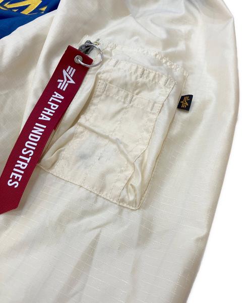 ALPHA INDUSTRIES（アルファインダストリーズ）ALPHA INDUSTRIES (アルファインダストリーズ) New Era (ニューエラ) NBA (エヌビーエー) ボンバージャケット　L-2B Bomber Jacket ブルー×アイボリー サイズ:XLの古着・服飾アイテム