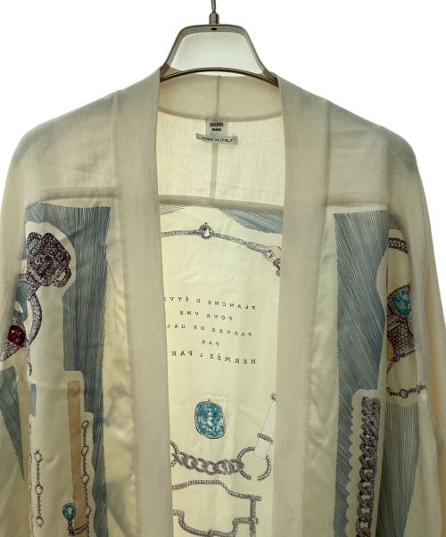 HERMES（エルメス）HERMES (エルメス) ツイルレーヌ ロングカーディガン ホワイト サイズ:Mの古着・服飾アイテム