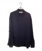 CULLNIクルニ）の古着「Asymmetrical Stripe Shirt」｜ブラック