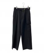 CULLNIクルニ）の古着「Chambray Twill Patch Pocket Wide Pants」｜ブラック