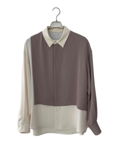 CULLNI（クルニ）CULLNI (クルニ) Asymmetrical Stripe Shirt ホワイト×ブラウン サイズ:1の古着・服飾アイテム