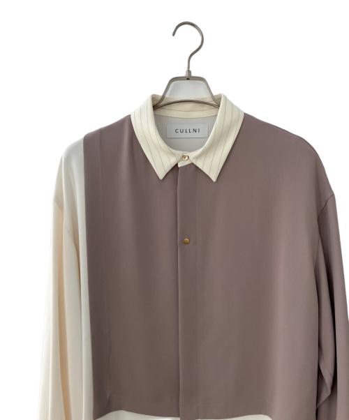 CULLNI（クルニ）CULLNI (クルニ) Asymmetrical Stripe Shirt ホワイト×ブラウン サイズ:1の古着・服飾アイテム