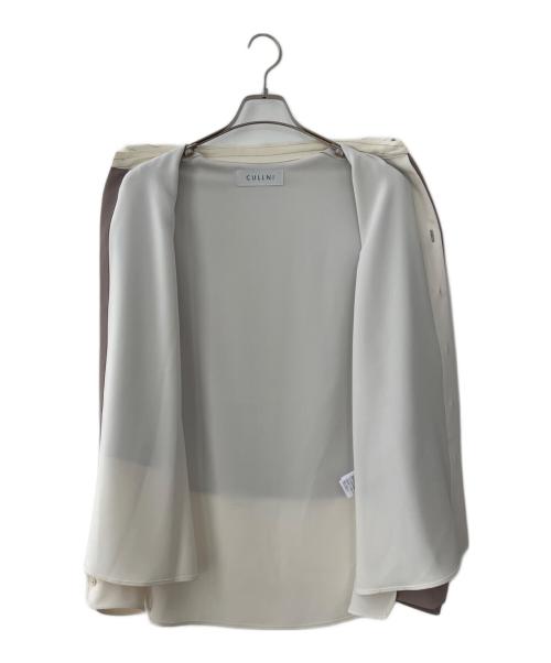 CULLNI（クルニ）CULLNI (クルニ) Asymmetrical Stripe Shirt ホワイト×ブラウン サイズ:1の古着・服飾アイテム