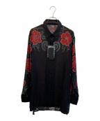WILDSIDE YOHJI YAMAMOTO×龍が如くスタジオ Rayon Shirt(花髑髏)ワイルドサイド ヨウジ ヤマモト）の古着「シャツ」｜ブラック