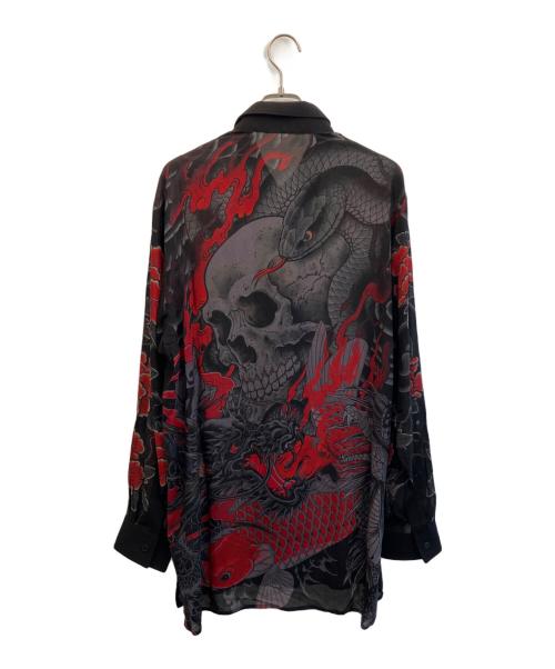 WILDSIDE YOHJI YAMAMOTO（ワイルドサイド ヨウジ ヤマモト）WILDSIDE YOHJI YAMAMOTO (ワイルドサイド ヨウジ ヤマモト) 龍が如くスタジオ Rayon Shirt(花髑髏) シャツ ブラック サイズ:3の古着・服飾アイテム